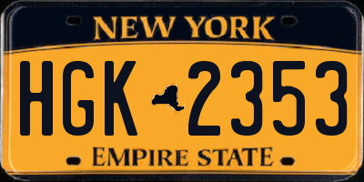 NY license plate HGK2353