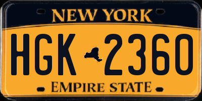 NY license plate HGK2360