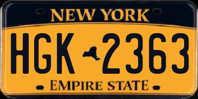 NY license plate HGK2363