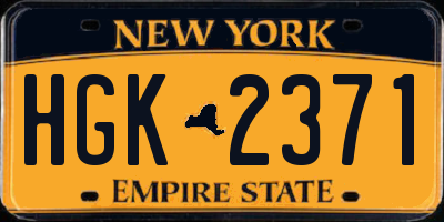 NY license plate HGK2371
