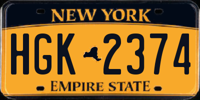 NY license plate HGK2374