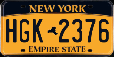 NY license plate HGK2376
