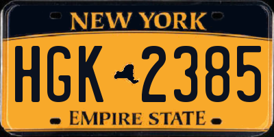 NY license plate HGK2385