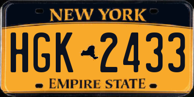 NY license plate HGK2433