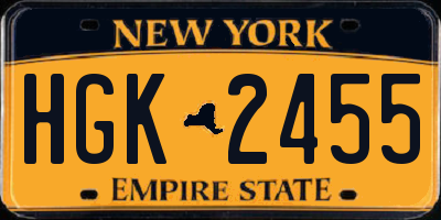 NY license plate HGK2455