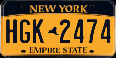 NY license plate HGK2474