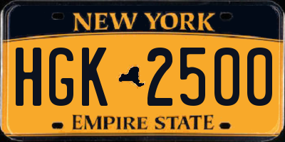 NY license plate HGK2500