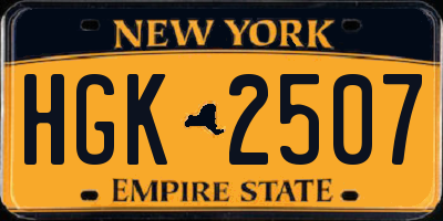 NY license plate HGK2507