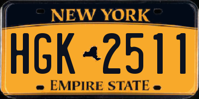 NY license plate HGK2511
