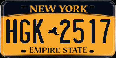 NY license plate HGK2517