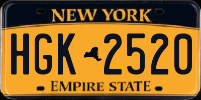 NY license plate HGK2520
