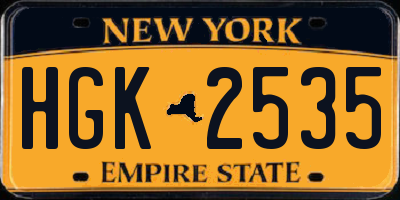 NY license plate HGK2535