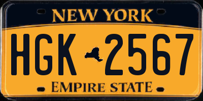 NY license plate HGK2567
