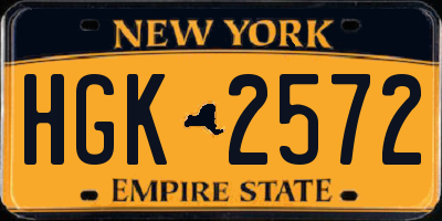 NY license plate HGK2572