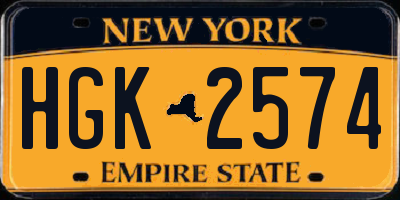 NY license plate HGK2574