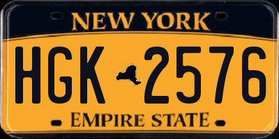 NY license plate HGK2576