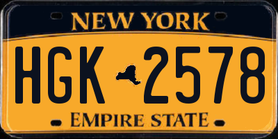 NY license plate HGK2578