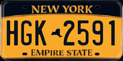NY license plate HGK2591