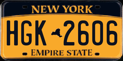 NY license plate HGK2606