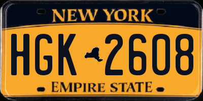 NY license plate HGK2608