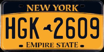 NY license plate HGK2609