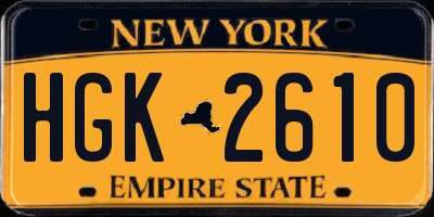 NY license plate HGK2610