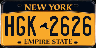 NY license plate HGK2626