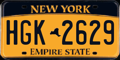 NY license plate HGK2629