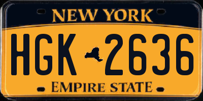 NY license plate HGK2636