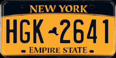 NY license plate HGK2641