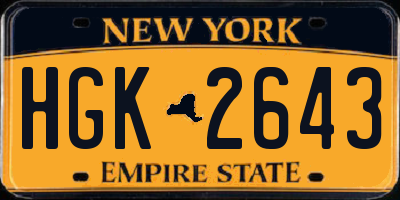 NY license plate HGK2643