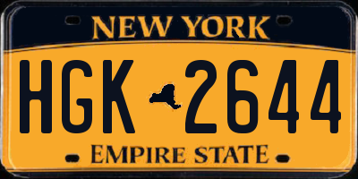NY license plate HGK2644