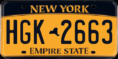 NY license plate HGK2663
