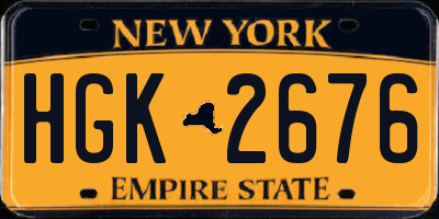 NY license plate HGK2676