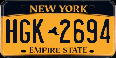 NY license plate HGK2694