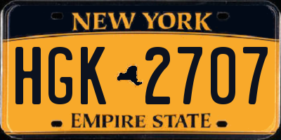 NY license plate HGK2707
