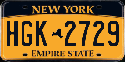 NY license plate HGK2729