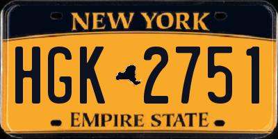 NY license plate HGK2751