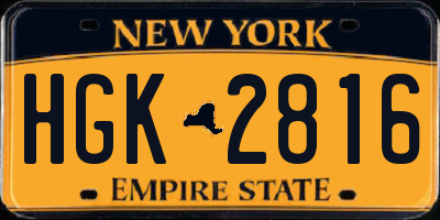 NY license plate HGK2816