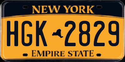 NY license plate HGK2829