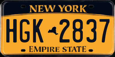 NY license plate HGK2837