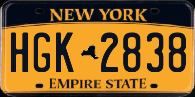 NY license plate HGK2838