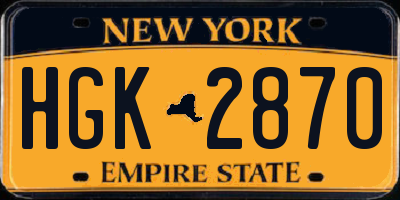 NY license plate HGK2870