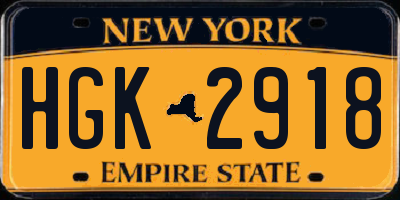 NY license plate HGK2918