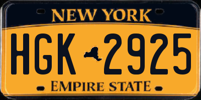 NY license plate HGK2925