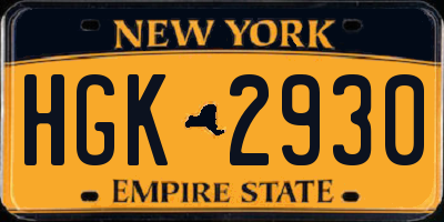 NY license plate HGK2930