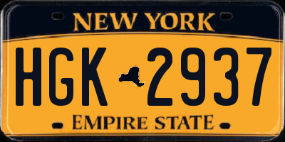 NY license plate HGK2937