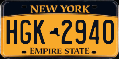 NY license plate HGK2940