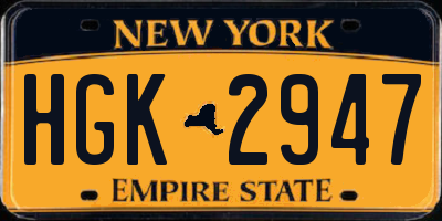 NY license plate HGK2947