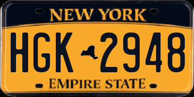 NY license plate HGK2948